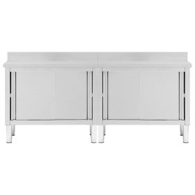 vidaXL Mesas trabalho c/ portas correr 2pcs 200x50x(95-97)cm a√ßo inox.