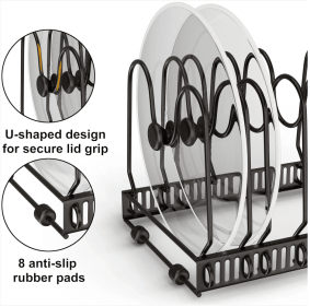 Expandable Pot Lid Organizer, Pots and Pans Lid Rack, Adjustable Pot Lid Holders for Cabinet, Clearance