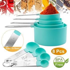 8Pcs Plastic Measuring Spoons Cups Scale Teaspoon Tablespoon Set Kitchen Utensil Tools