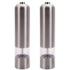 2pcs Stainless Steel Electric Automatic Pepper Mills Salt Grinder Silver