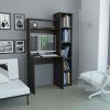 Black Wengue 6-Shelf Writing Desk with Built-in Bookcase