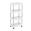 Home kitchen storage shelf, living room dining food shelf, 4 ply wide plastic white household plastic cart with wheels