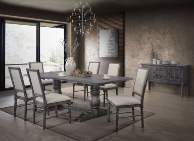 Leventis Weathered Gray Finish 7 PCs Dining Room Set