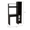 Black Wengue 6-Shelf Writing Desk with Built-in Bookcase