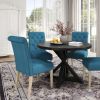 Banff 5-piece Dining Set, Cross-Buck Round Table with 4 Tufted Chairs, Blue