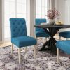 Banff 5-piece Dining Set, Cross-Buck Round Table with 4 Tufted Chairs, Blue