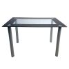 5 Pieces Dining Table Set for 4, Kitchen Room Tempered Glass Dining Table, 4 Chairs, Black, Table legs are silvery