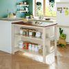 TOPMAX Solid Wood Rustic 3-piece 45" Stationary Kitchen Island Set with 2 Seatings