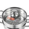 VEVOR Steamer Pot, 9.5in/24cm Steamer Pot for Cooking with 5QT Stock Pot and Vegetable Steamer