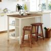 TOPMAX Solid Wood Rustic 3-piece 45" Stationary Kitchen Island Set with 2 Seatings