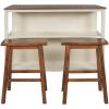 TOPMAX Solid Wood Rustic 3-piece 45" Stationary Kitchen Island Set with 2 Seatings