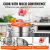 VEVOR Steamer Pot, 9.5in/24cm Steamer Pot for Cooking with 5QT Stock Pot and Vegetable Steamer