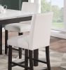 Modern 5pc Counter Height Dining Set Kitchen Dinette Faux Marble Top Table and 4x High Chairs White Faux Leather Cushions Seats Dining Room