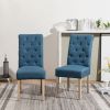 Banff 5-piece Dining Set, Cross-Buck Round Table with 4 Tufted Chairs, Blue