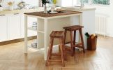 TOPMAX Solid Wood Rustic 3-piece 45" Stationary Kitchen Island Set with 2 Seatings