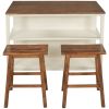 TOPMAX Solid Wood Rustic 3-piece 45" Stationary Kitchen Island Set with 2 Seatings