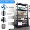 63"H Storage Shelves - Heavy Duty Metal Shelving Unit Adjustable 5-Tier Pantry Shelves with Wheels Load 1750LBS Kitchen Shelf Garage Storage