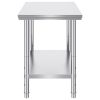 VEVOR Stainless Steel Work Table 24 x 36 x 32 Inch Commercial Kitchen Prep & Work Table Heavy Duty Prep Worktable Metal Work Table with Adjustable Fee