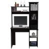 Black Wengue 6-Shelf Writing Desk with Built-in Bookcase