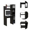 Black Wengue 6-Shelf Writing Desk with Built-in Bookcase