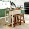 TOPMAX Solid Wood Rustic 3-piece 45" Stationary Kitchen Island Set with 2 Seatings