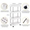 Home kitchen storage shelf, living room dining food shelf, 4 ply wide plastic white household plastic cart with wheels