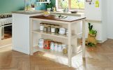 TOPMAX Solid Wood Rustic 3-piece 45" Stationary Kitchen Island Set with 2 Seatings