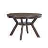 Wooden Dining Table Set, Mid Century Modern Round Rubber Wood Kitchen Table and Cross Back Upholstered Dining Chairs for Dining Room, Kitchen