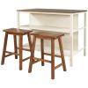 TOPMAX Solid Wood Rustic 3-piece 45" Stationary Kitchen Island Set with 2 Seatings