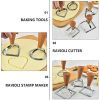 5pcs; Geometric Cookie Cutters; Stainless Steel Candy Mold With Wooden Handle; Biscuit Molds; Square Round Heart Shaped Chocolate Cutters; Cake Decora