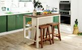 TOPMAX Solid Wood Rustic 3-piece 45" Stationary Kitchen Island Set with 2 Seatings