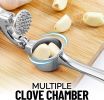 High quality garlic press with soft easy squeeze ergonomic handle, sturdy design extracts more cloves per clove, garlic crusher for nuts and seeds