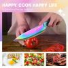 14 Pieces Fancy Rainbow Titanium Coating Kitchen Knife Set