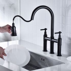 Bridge Kitchen Faucet with Pull-Down Sprayhead in Spot (Color: as Pic)